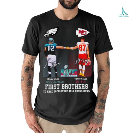 Chiefs Travis Kelce And Eagles Jason Kelce First Brothers Super Bowl LVII Signatures Shir