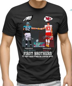 Chiefs Travis Kelce And Eagles Jason Kelce First Brothers Super Bowl LVII Signatures Shir