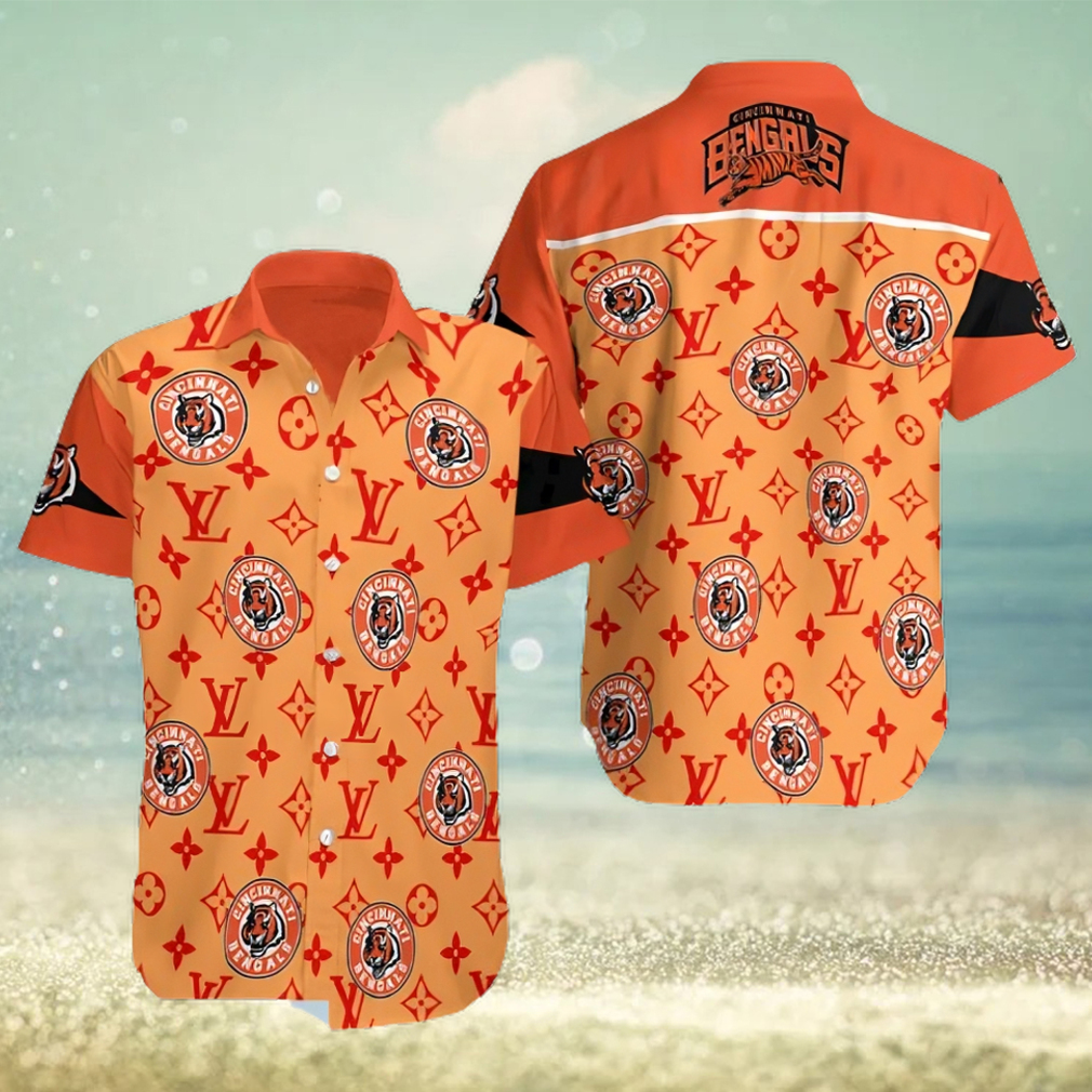 Cincinnati Bengals And LV Pattern Summer Hawaiian Beach Shirt