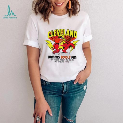 Cleveland WMMS 100.7 FM for those about to rock we salute you logo shirt