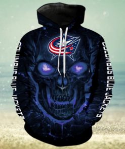 Columbus Blue Jackets Halloween Hoodie 3D cheap Skulls Pullover NHL