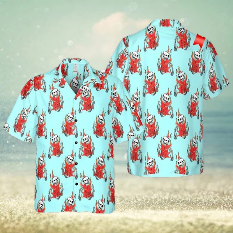 Concert Flaming Skulls Hawaiian Summer Shirt