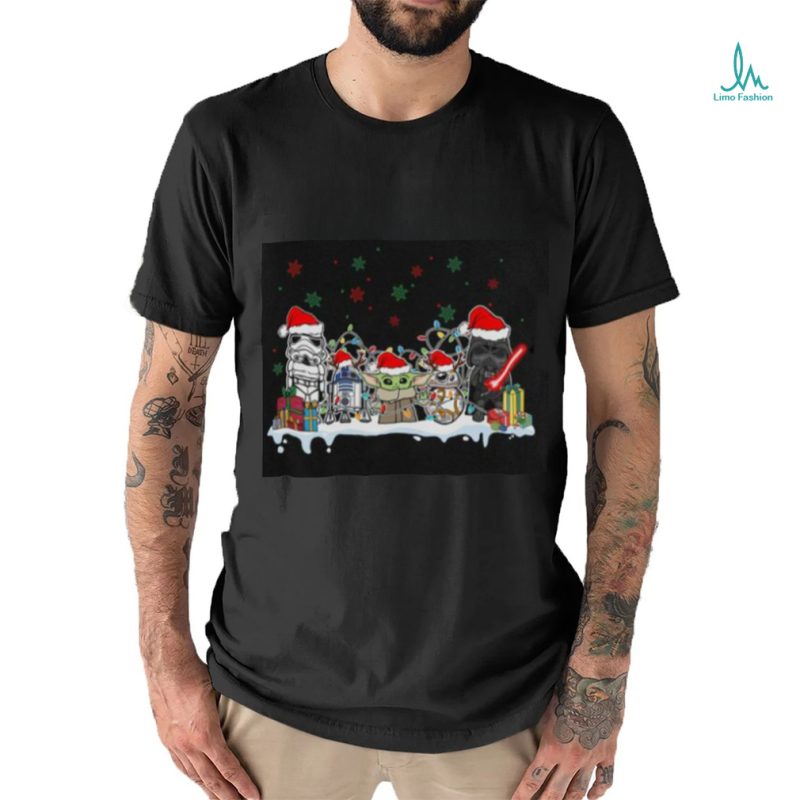 Cute Darth Vader Stormtrooper R2 D2 BB 8 Christmas Light T Shirt