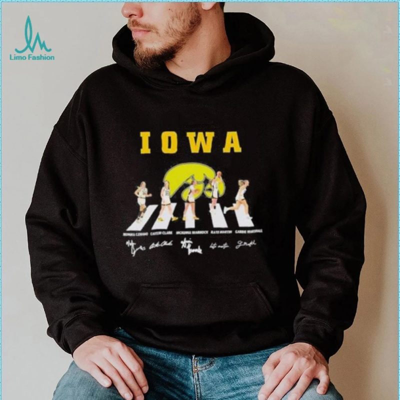 Czinano Clark Warnock Martin and Marshall Iowa Hawkeyes Abbey road 2023 signatures shirt