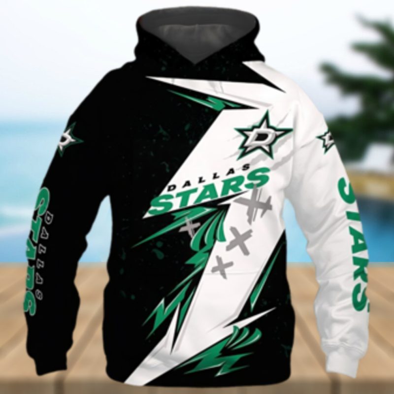 Dallas Stars Hoodie 3D thunder design cheap Pullover NHL