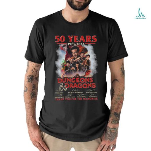 Dungeons and Dragons 50 years 1973 2023 thank you for the memories signatures shirt