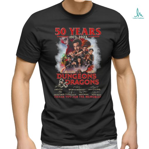 Dungeons and Dragons 50 years 1973 2023 thank you for the memories signatures shirt