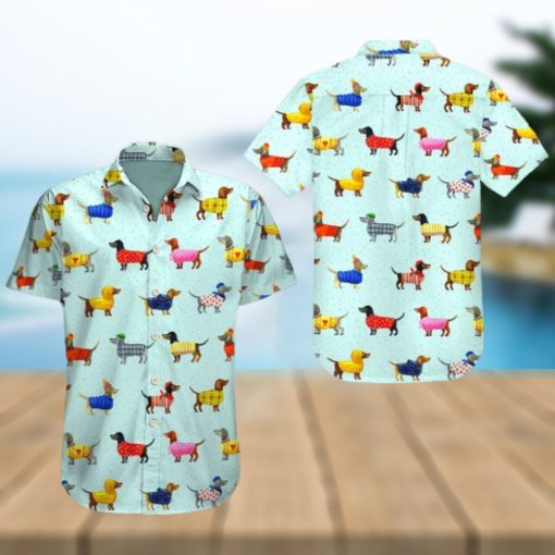 Funny Dachshun Blue Amazing Design Unisex Hawaiian Shirt For Men And Women Dhc17063059