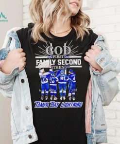 God first family second then 2023 Tampa Bay Lightning hockey signatures shirt