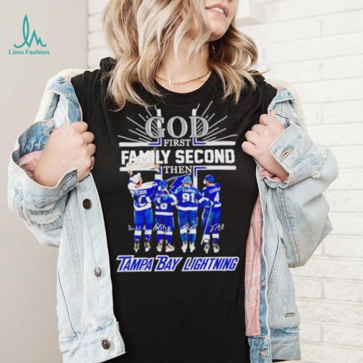 God first family second then 2023 Tampa Bay Lightning hockey signatures shirt