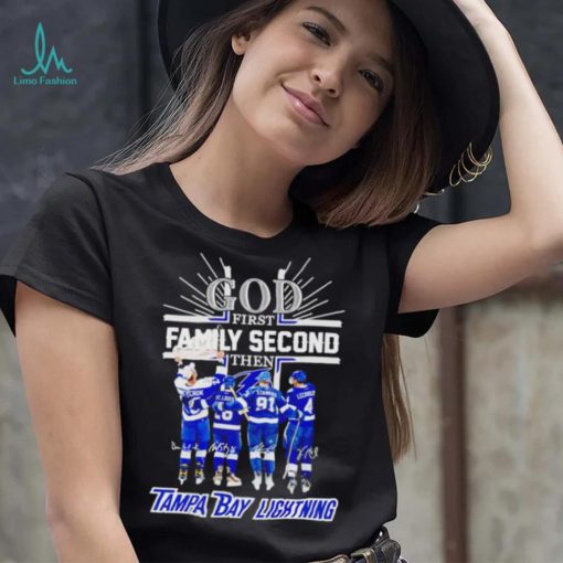 God first family second then 2023 Tampa Bay Lightning hockey signatures shirt