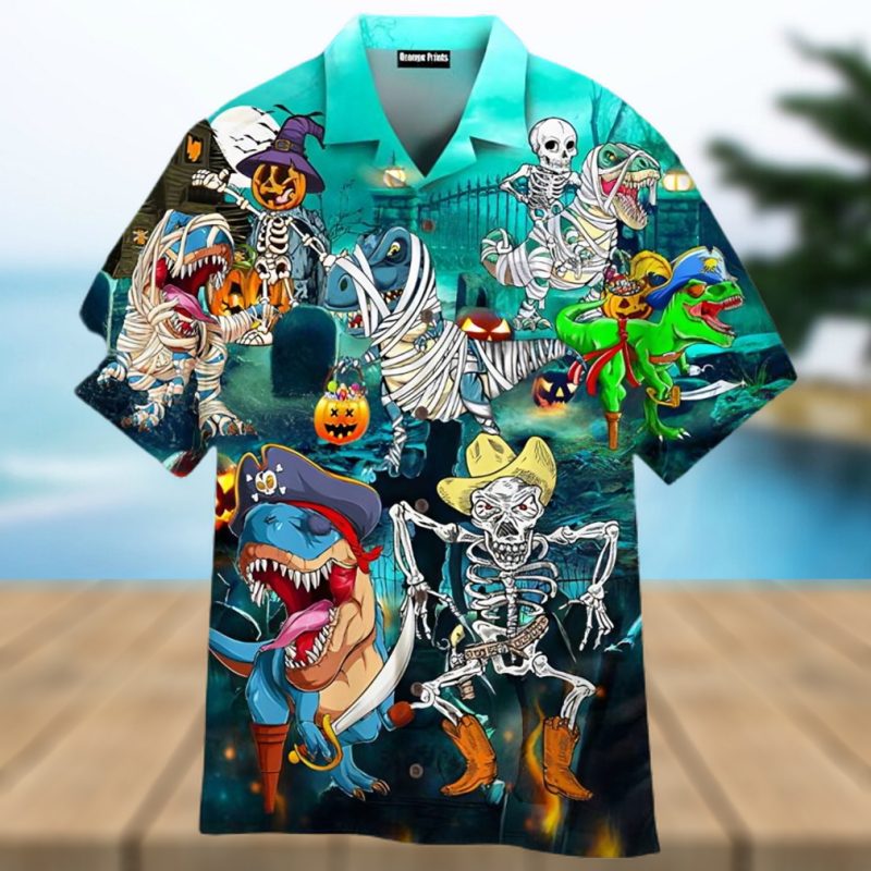 Halloween Dinosaur Scary Party Hawaiian Shirt