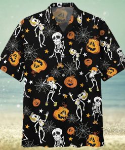 Halloween Pumpkin Skeleton Dancing Hawaiian Shirt