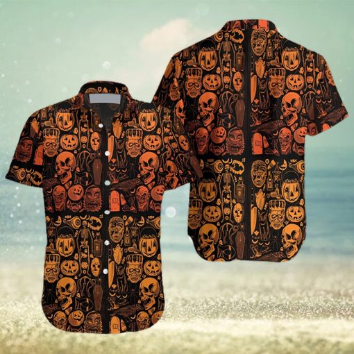 Halloween Skull Pumpkin Hawaiian Shirt For Men Women Adult