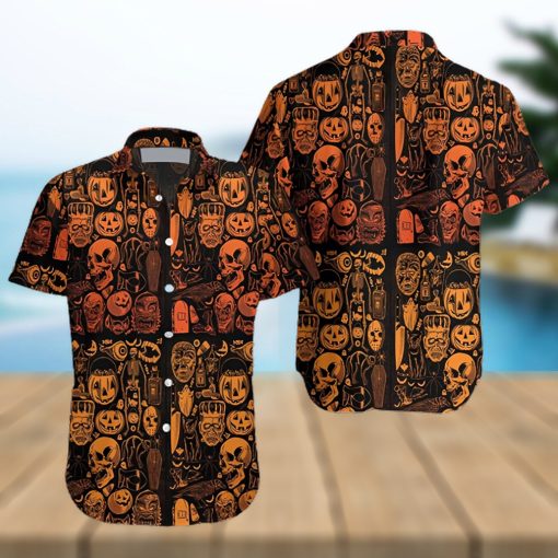 Halloween Skull Pumpkin Hawaiian Shirt For Men Women Adult