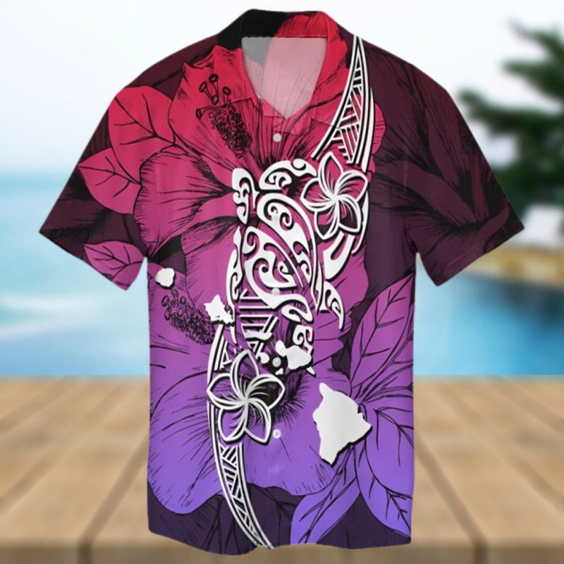 Hawaii Polynesian Hibiscus Sweat Hawaiian Shirt
