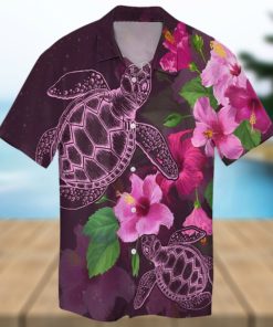 Hawaii Turtle Hibiscus Pink Simple Hawaiian Shirt