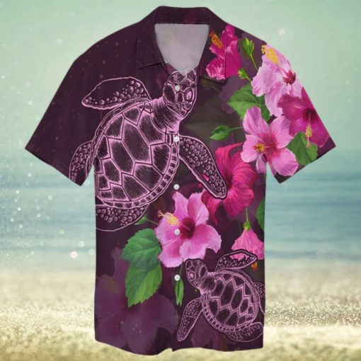 Hawaii Turtle Hibiscus Pink Simple Hawaiian Shirt
