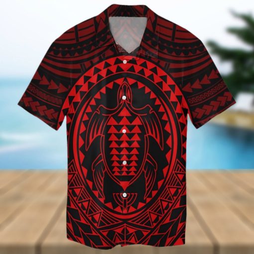 Hawaiian Kakau Honu Arc Polynesian Red Hawaiian Shirt