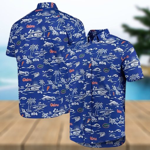Hawaiian Shirt Blue Beach Tropical Leaves Florida Gators Gift