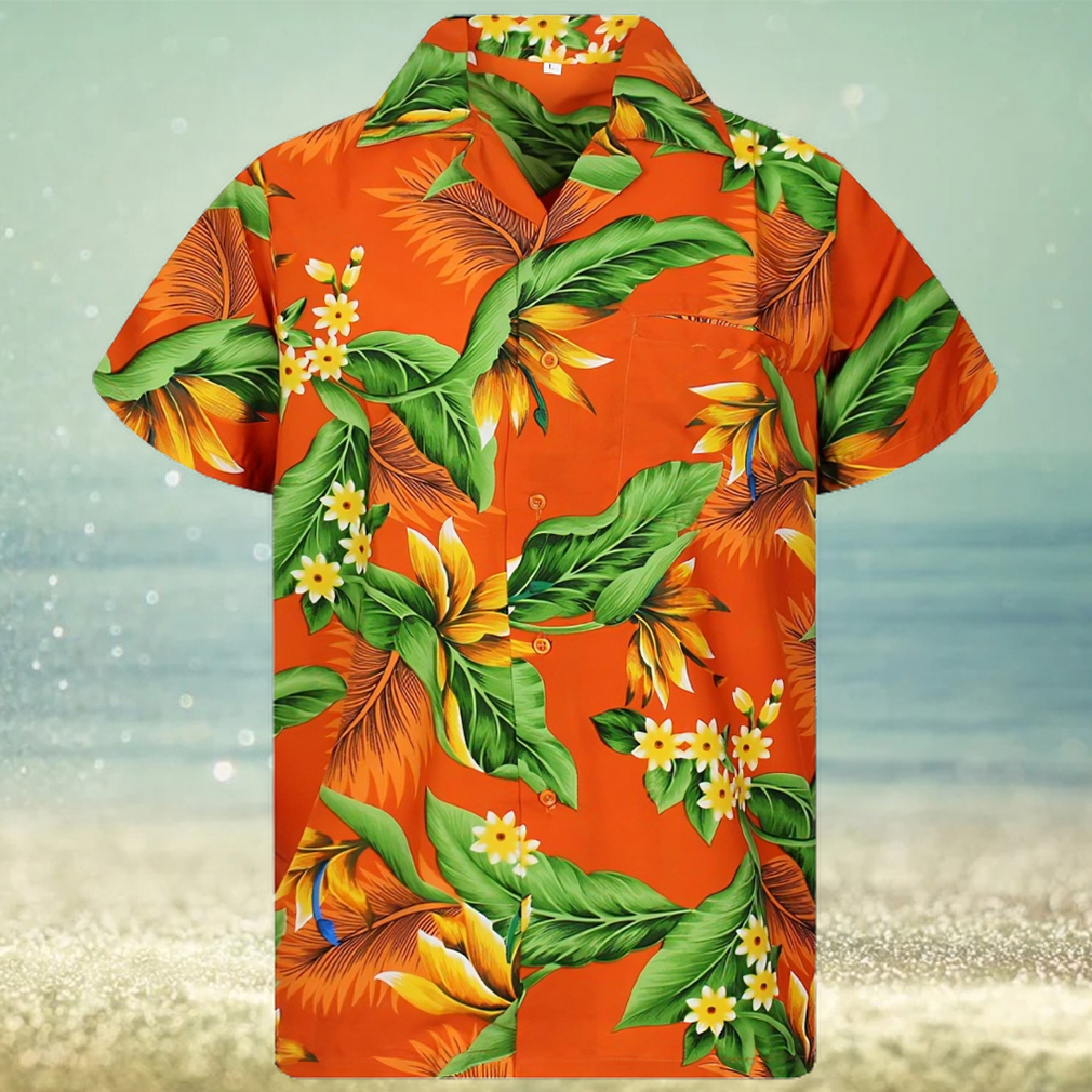 Men's Hawaiian Shirt Bird And Flower Print Short Sleeve Turn Down