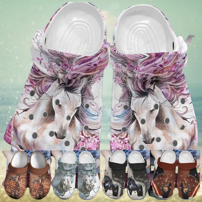 Horse White Sole Horse Collection Classic Pancr0249 Personalized Clogs