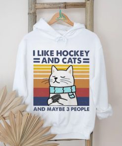 I like cats and hockey and maybe 3 people vintage shirt