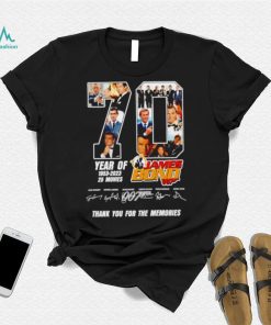 James Bond 007 70 year of 1953 2023 25 movies thank you for the memories signatures shirt