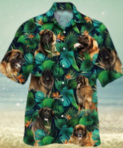 Leonberger Dog Lovers Tropical Leaves Hawaiian Shirt