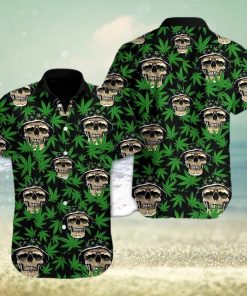 Mega Cool Skull Weed Cannabis Tropical Hawaiian Aloha Shirt