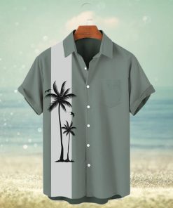 Men s Beach Coconut Tree Print Vintage Bowling Style Hawaiian Shirt