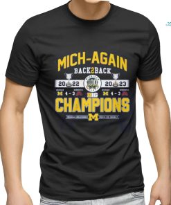 Mich Again Back 2 Back 2022 – 2023 Champions Michigan Wolverines Men’s Ice Hockey T Shirt