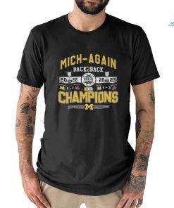 Michigan Wolverines men’s ice hockey mich again back 2 back champions shirt