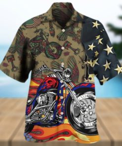 Motorcycle US Flag Hawaiian Shirt