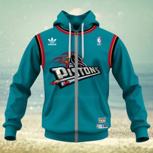 NBA Detroit Pistons Custom Name Number Vintage 90s Jersey Zip Up Hoodie