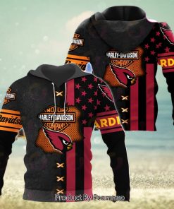 NFL Arizona Cardinals Specialized Design With Flag Mix Harley Davidson 3D Hoodie