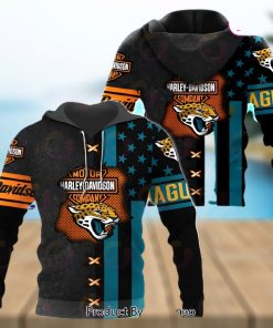 NFL Jacksonville Jaguars Specialized Design With Flag Mix Harley Davidson 3D Hoodie