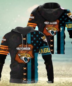 NFL Jacksonville Jaguars Specialized Design With Flag Mix Harley Davidson 3D Hoodie