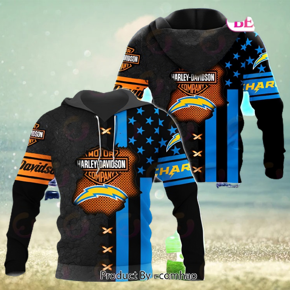 NFL Los Angeles Chargers Specialized Design With Flag Mix Harley Davidson 3D Hoodie NFL Los Angeles Chargers Specialized Design With Flag Mix Harley Davidson 3D Hoodie