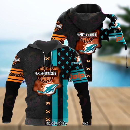 NFL New Orleans Saints Specialized Design With Flag Mix Harley Davidson 3D Hoodie