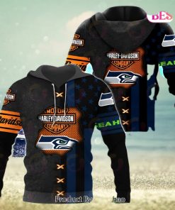 NFL Seattle seahawks Specialized Design With Flag Mix Harley Davidson 3D Hoodie