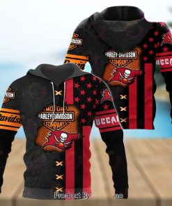 NFL Tampa Bay Buccaneers Specialized Design With Flag Mix Harley Davidson 3D Hoodie