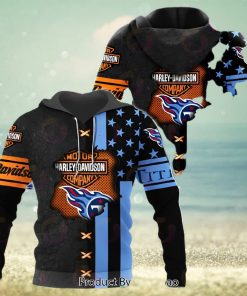 NFL Tennessee Titans Specialized Design With Flag Mix Harley Davidson 3D Hoodie