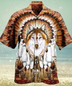 Native American Wolf Feather Headdress Edition Hawaiian 3D Hawaii Shirts