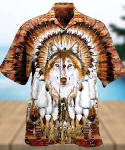 Native American Wolf Feather Headdress Edition Hawaiian 3D Hawaii Shirts