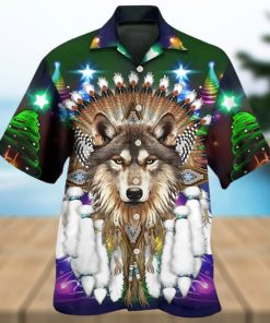 Native Wolf And Merry Christma 3D Hawaii Shirt All Over Print Us Size Best Price
