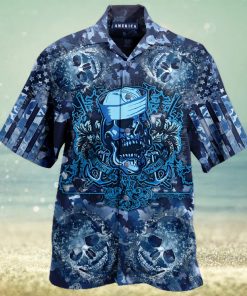 Navy Skull Hawaiian Shirt