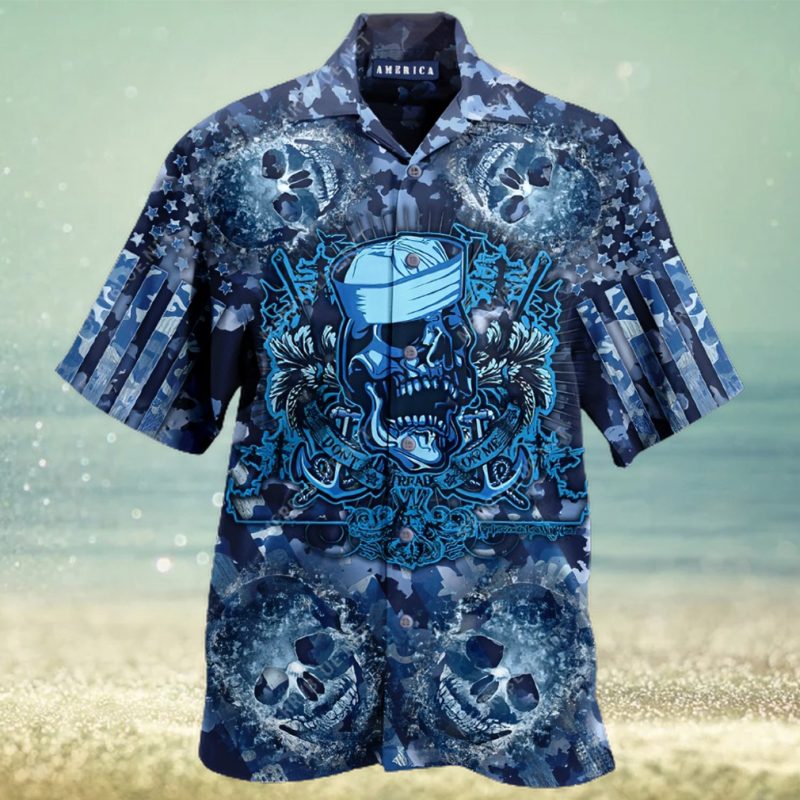 Navy Skull Hawaiian Shirt