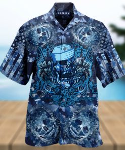 Navy Skull Hawaiian Shirt