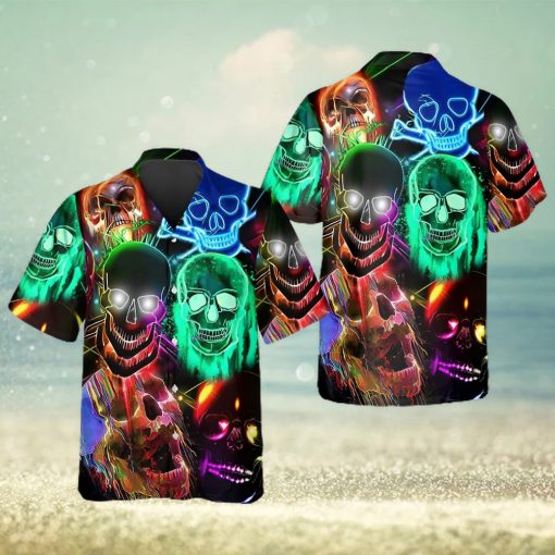 Neon Light Skull Hawaiian Shirt